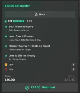 Community winning betslip from Immenso Tips