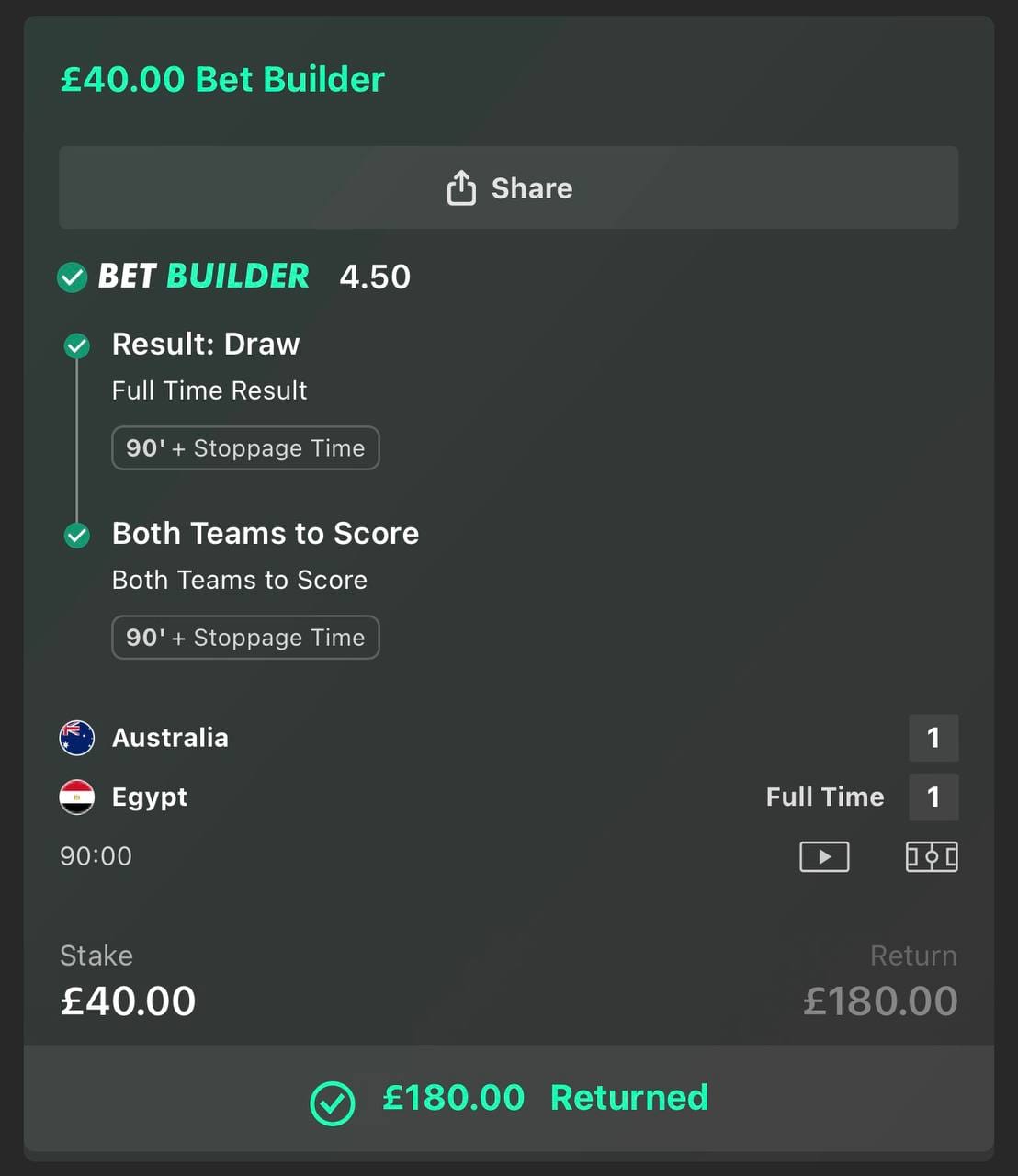 Winning betslip screenshot
