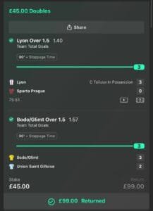 Winning betslip from Immenso Tips