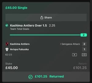 Winning betslip from Immenso Tips