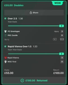 Community winning betslip from Immenso Tips