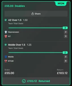 Winning betslip from Immenso Tips