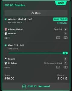 Community winning betslip from Immenso Tips