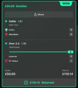 Winning betslip from Immenso Tips